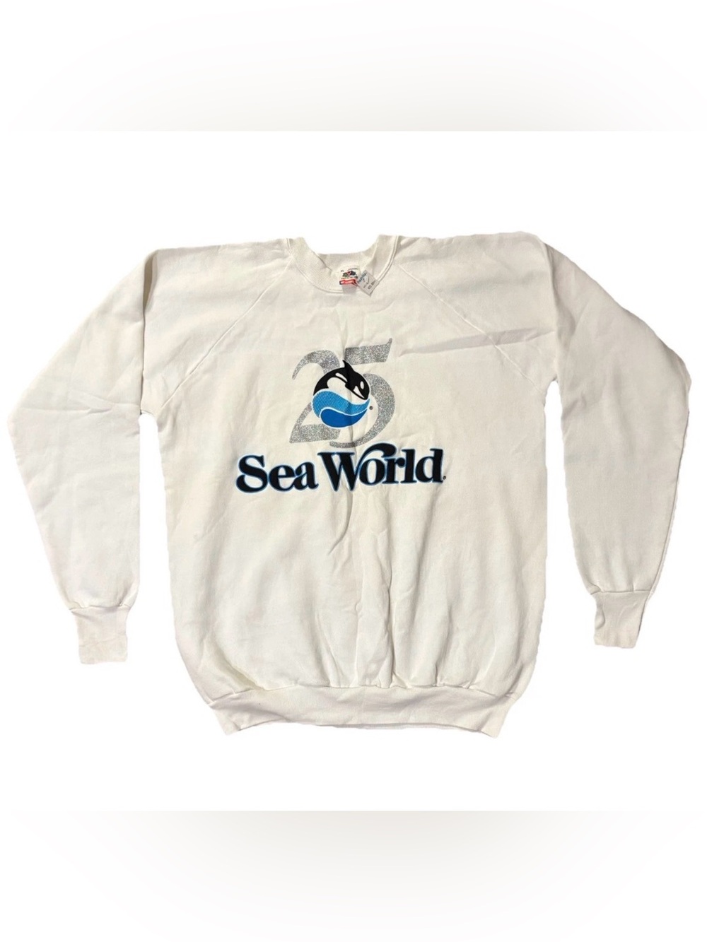 Vintage 80’s Sea World Sweatshirt Mens XL White Orca Logo Graphic Fleece